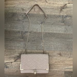 NWOT Bebe beige nude crossbody bag with gold hardware